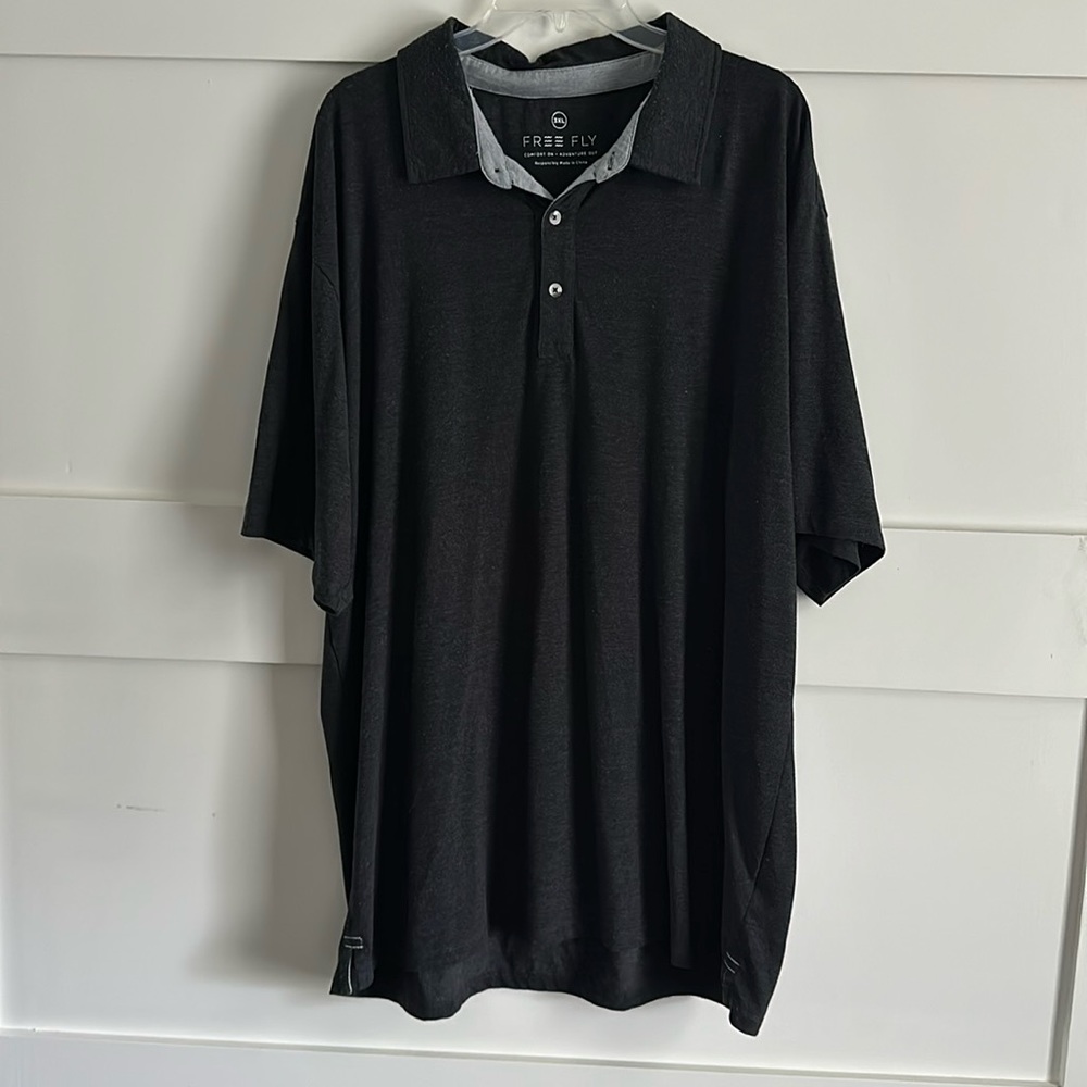 Free Fly Men’s Bamboo Polo Shirt Charcoal Heather Gray Size 3XL